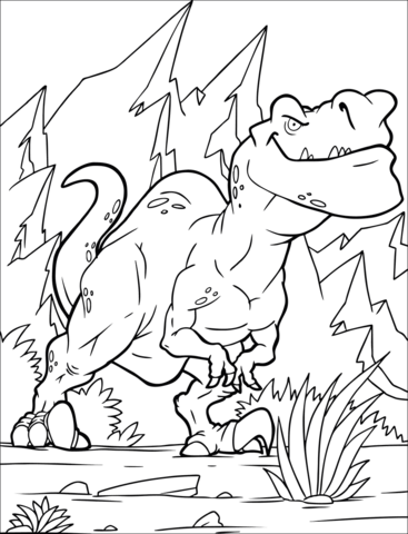 Cartoon Tyrannosaur Coloring Page